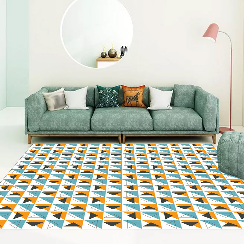 Contemporary modern carpet in white geometric triangle pattern Carpet polyester non-slip carpet for home decoration | Bowlift