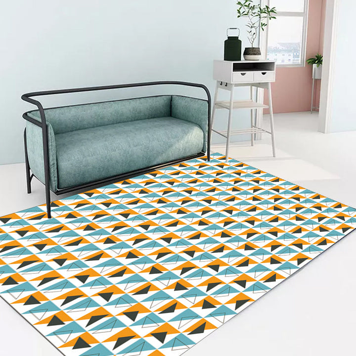 Contemporary modern carpet in white geometric triangle pattern Carpet polyester non-slip carpet for home decoration | Bowlift