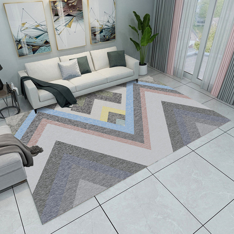 Gray and Yellow Bedroom Rug Modern Color Block Circle Rectangle Pattern Rug Polyester Washable Rug | Bowlift