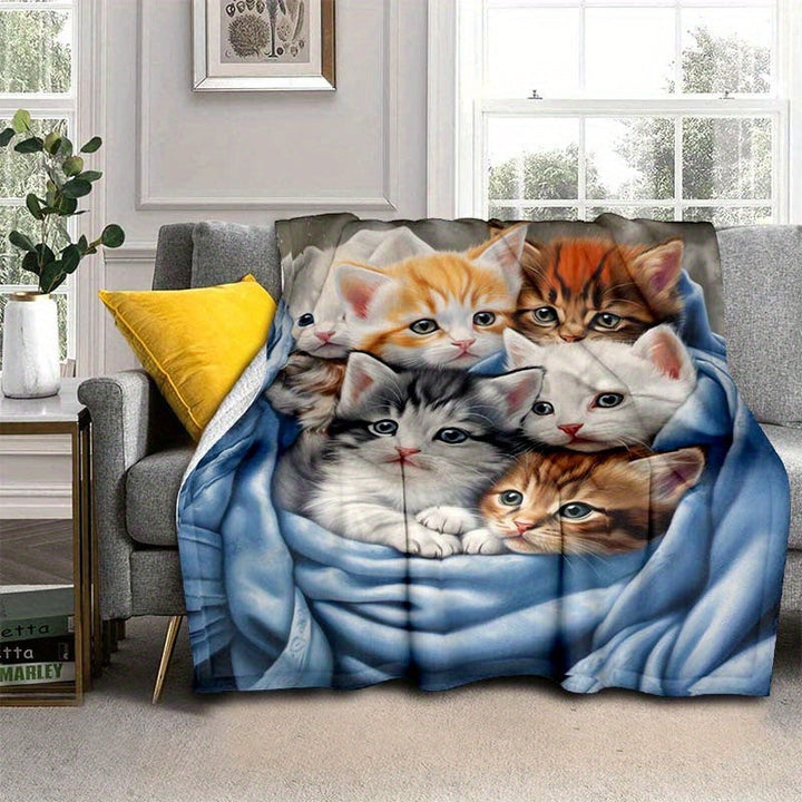 FluffyCat – Soft Flannel Blankets with Cat Print Bowlift