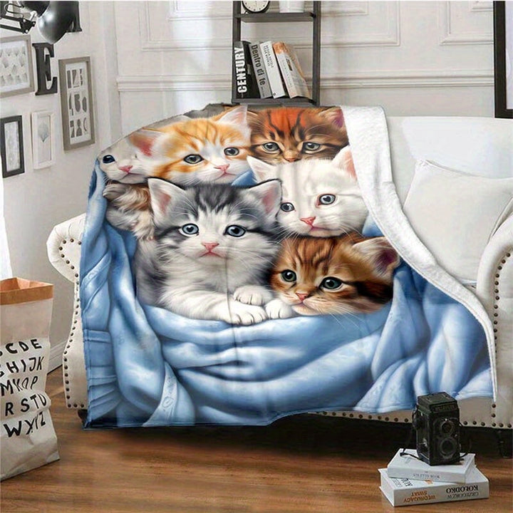 FluffyCat – Soft Flannel Blankets with Cat Print Bowlift