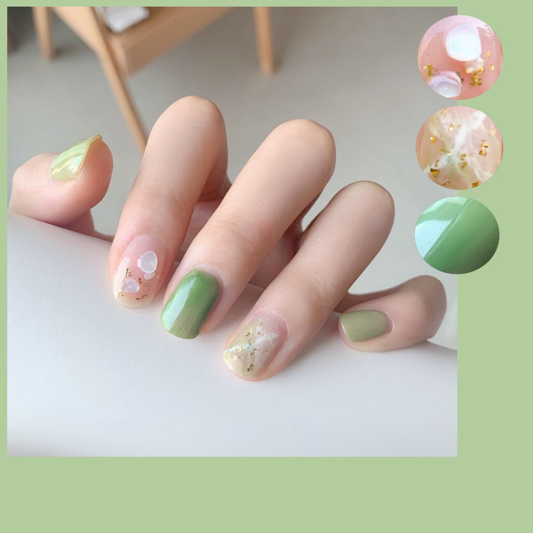 Artful nail extensions with an elegant leaf pattern Bowlift
