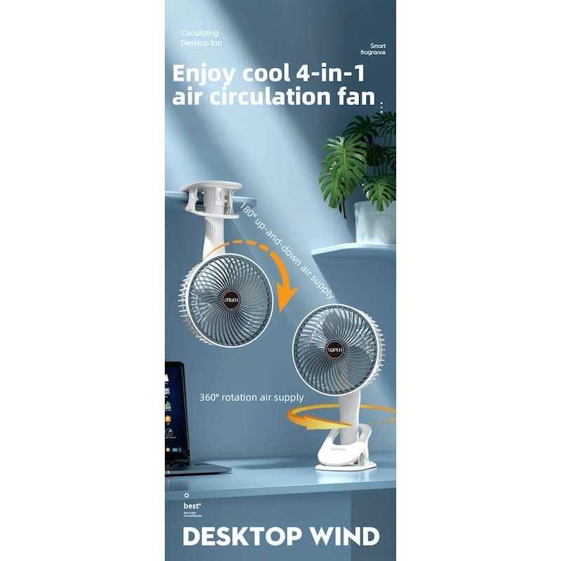 Portable  Rechargeable  Desk Fan | Bowlift