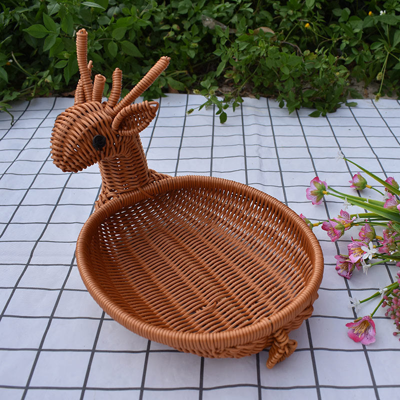 Decorative Woven Animal-Shaped Serving Tray Bowlift