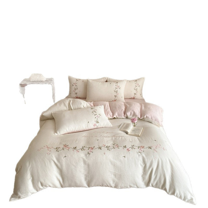 Cotton bedding set, 4-piece, double layer