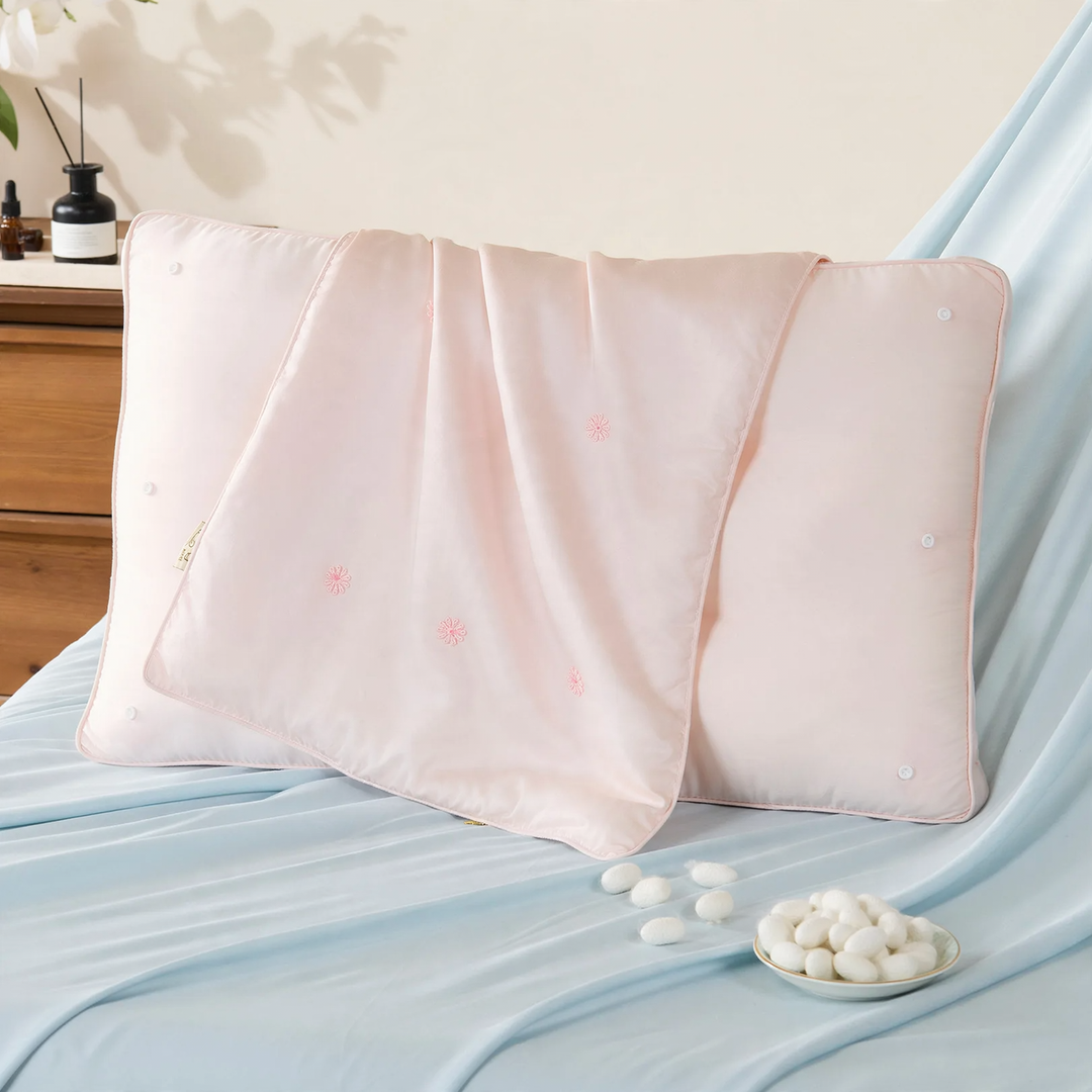 Silk pillow with neck support, 48×74 cm