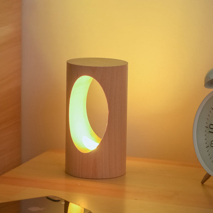 BowLift | Japanese solid wood rectangular column LED night lamp USB table lamp