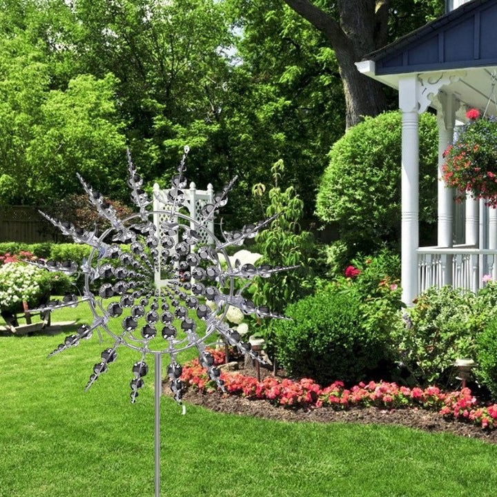 BowLift | Garden Wind Spinner Sculpture in Silver Metal