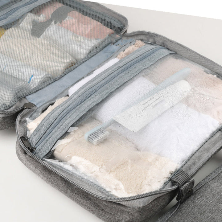 BowLift | Travelique Travel Cosmetic Organizer | Compact & Water-Repellent | With 4 Compartments & 360° Hook | For Women & Men