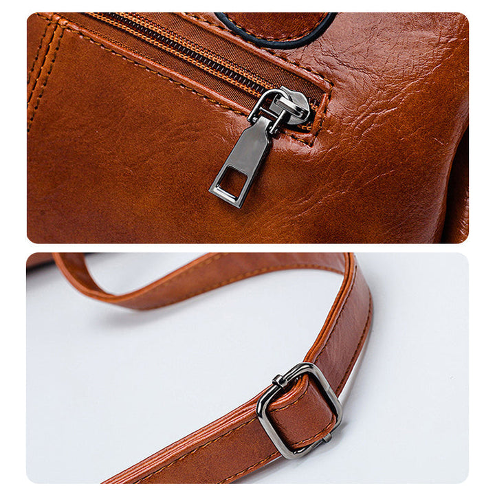 New handbags made of oil wax leather Boston, large tote bag made of soft leather | Bowlift