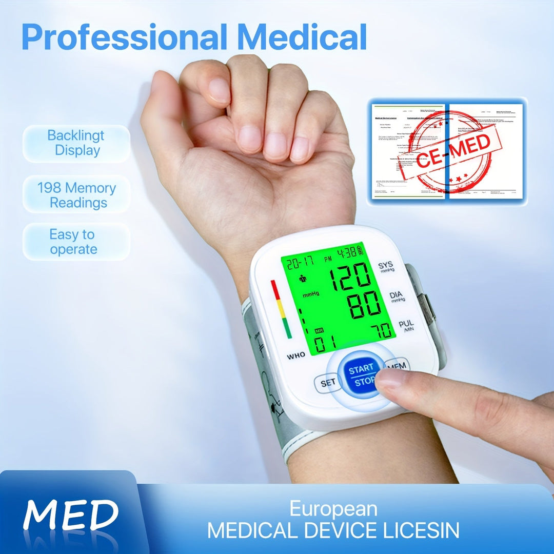 Wrist blood pressure monitor with illuminated display | Bowlift