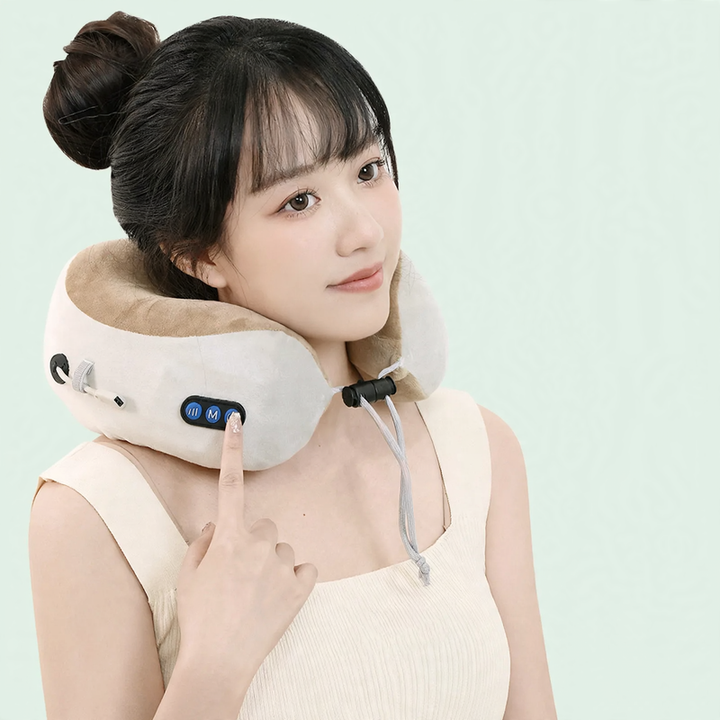 U-shaped neck pillow with massage function