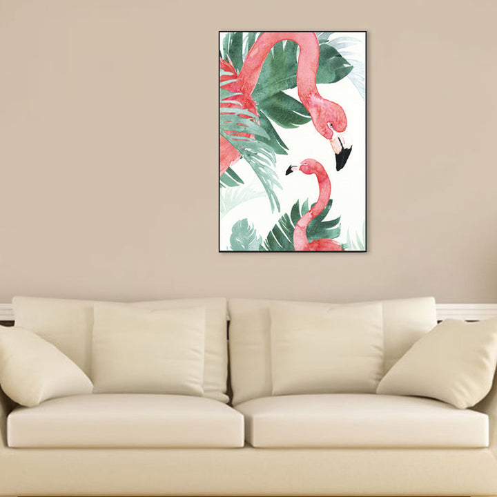 BowLift | Tropical Style Flamingo Painting in Pastel Color Textured Canvas for Dining Room