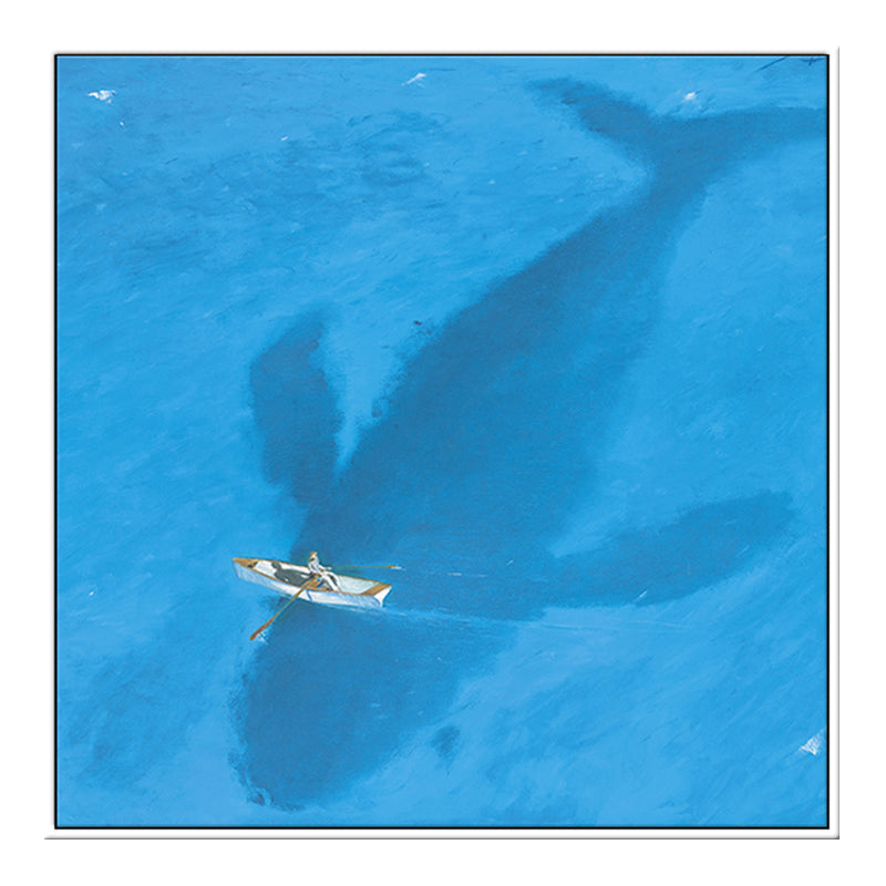 BowLift | Blue Dolphin and Boat Canvas Textured Tropical Dining Room Wall Decor, Multiple Sizes