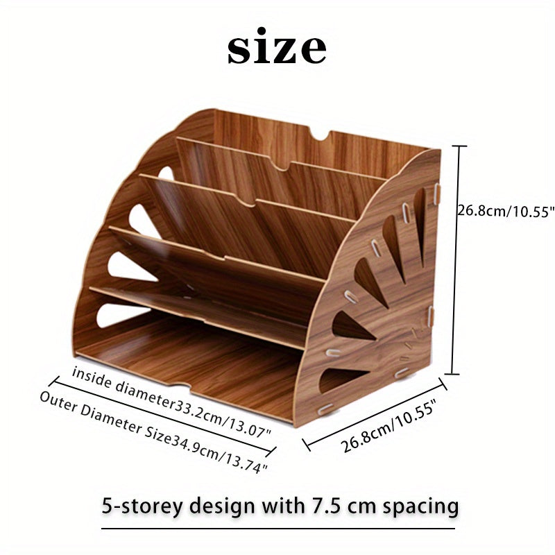 BowLift | Wooden Desk Organizer with 5 Layers – Fan Design MDF
