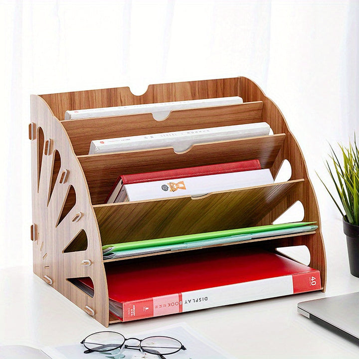 BowLift | Wooden Desk Organizer with 5 Layers – Fan Design MDF