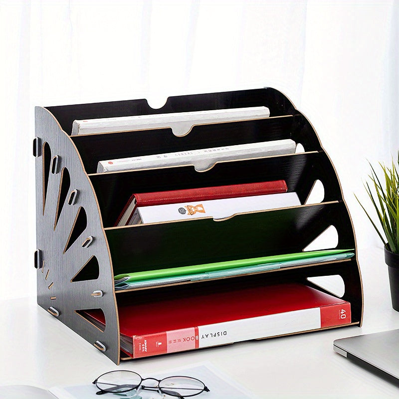 BowLift | Wooden Desk Organizer with 5 Layers – Fan Design MDF