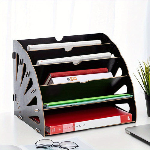 BowLift | Wooden Desk Organizer with 5 Layers – Fan Design MDF