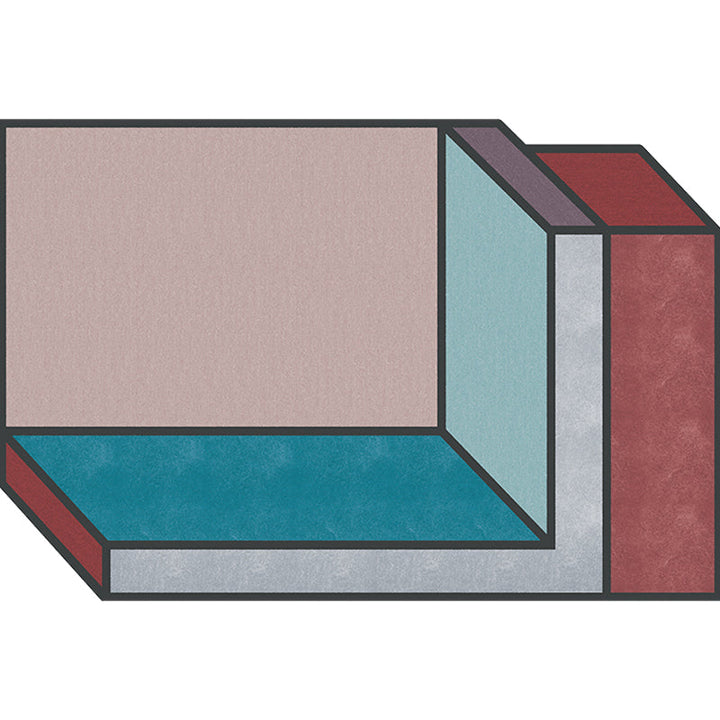 BowLift | Novelty Living Room Irregular Rug Colorful Color Block Cube Print Rug Polyester Stain Resistant Rug