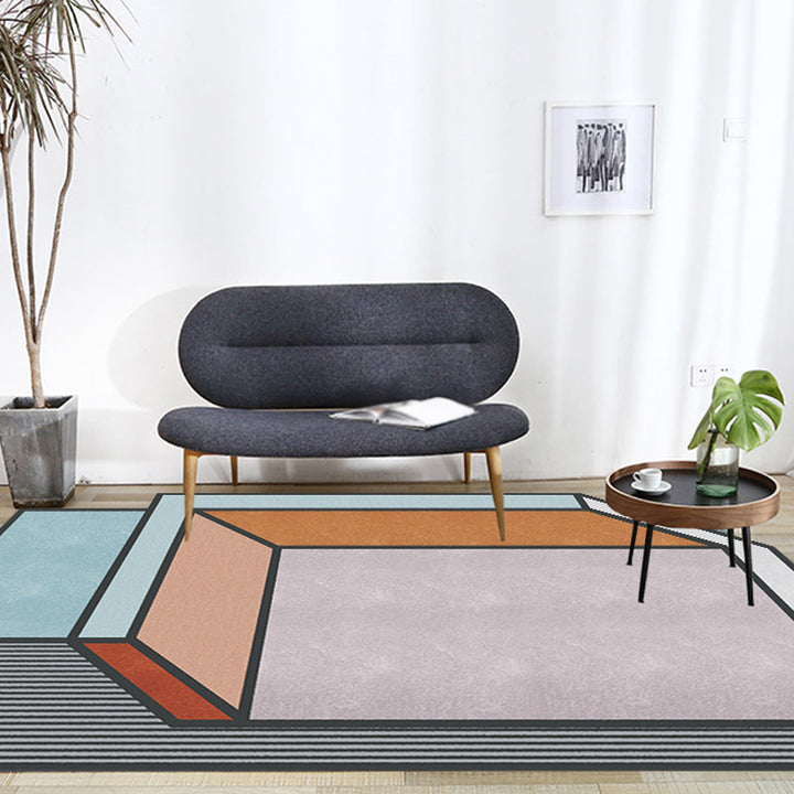 BowLift | Novelty Living Room Irregular Rug Colorful Color Block Cube Print Rug Polyester Stain Resistant Rug