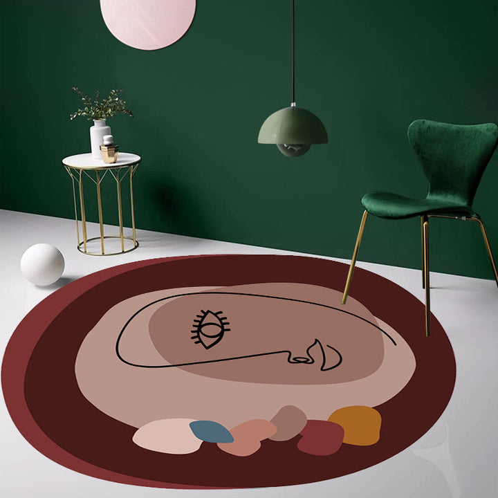 BowLift | Simple Novelty Irregular Carpet in Brown Abstract Face Pattern Carpet Polyester Stain-Resistant Area Rug for Home Decoration