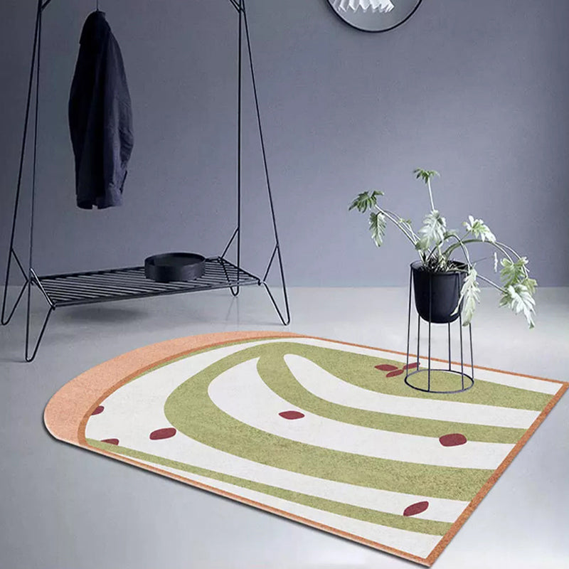 BowLift | Gray and Green Irregular Area Rug Bedroom Novelty Color Block Pattern Area Coverage Polyester Non-Slip Carpet