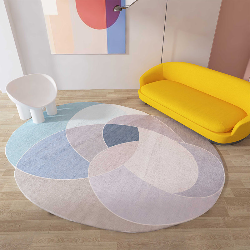BowLift | Green and Blue Irregular Area Rug Bedroom Novelty Color Block Pattern Area Rug Polyester Stain Resistant Carpet