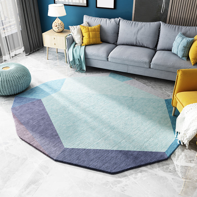 BowLift | Green and Blue Irregular Area Rug Bedroom Novelty Color Block Pattern Area Rug Polyester Stain Resistant Carpet