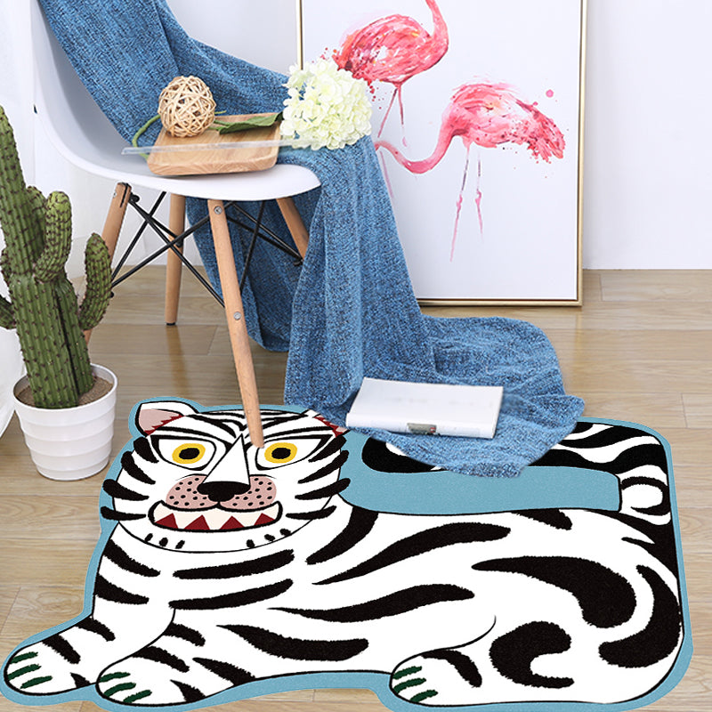 BowLift | Stylish children's irregular rug in pink and brown animal tiger lion pattern rug polyester washable rug for the children's room