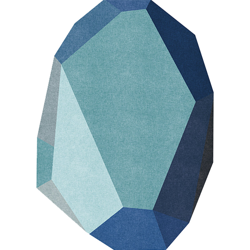 BowLift | Gray and Blue Irregular Carpet Bedroom Novelty Color Block Pattern Area Rug Polyester Washable Rug