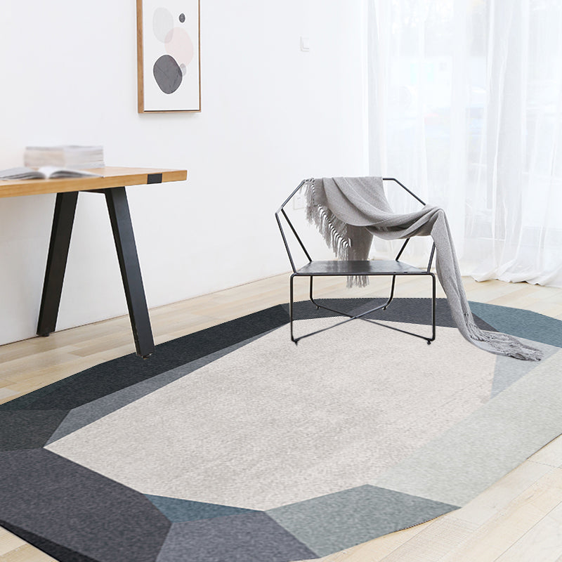 BowLift | Gray and Blue Irregular Carpet Bedroom Novelty Color Block Pattern Area Rug Polyester Washable Rug