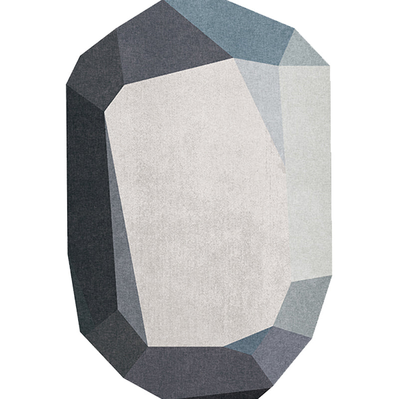 BowLift | Gray and Blue Irregular Carpet Bedroom Novelty Color Block Pattern Area Rug Polyester Washable Rug