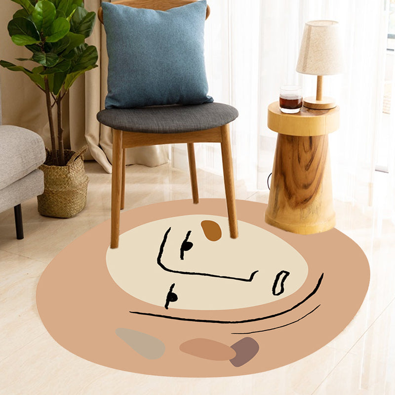 BowLift | Modern Novelty Irregular Carpet in Brown Abstract Painting Pattern Carpet Polyester Washable Area Rug for Home Decoration