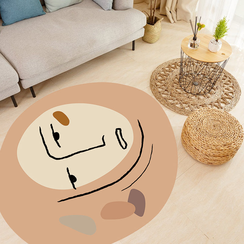 BowLift | Modern Novelty Irregular Carpet in Brown Abstract Painting Pattern Carpet Polyester Washable Area Rug for Home Decoration