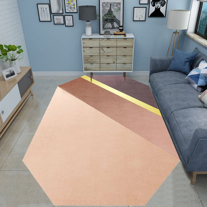 BowLift | Novelty Living Room Irregular Carpet in Brown Color Block Rectangular Print Carpet Polyester Stain Resistant Carpet