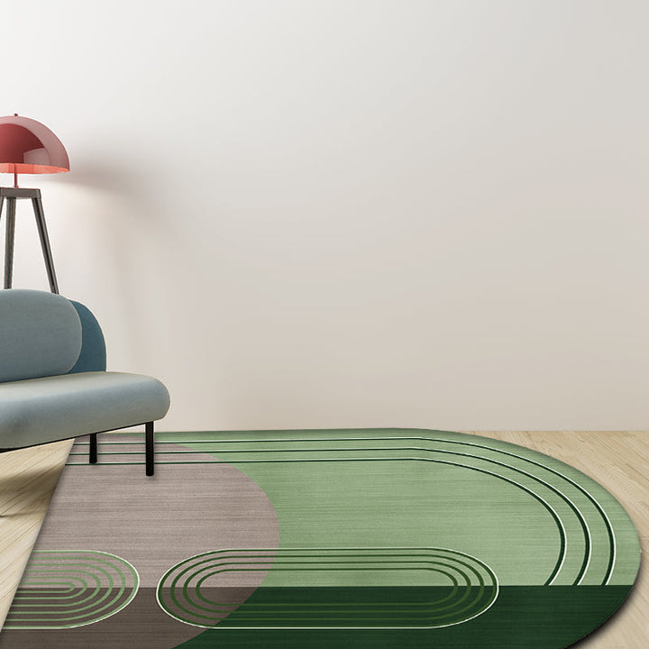 BowLift | Modern Irregular Novelty Rug in Green and Blue Color Block Pattern Rug Polyester Washable Carpet for Home Decoration