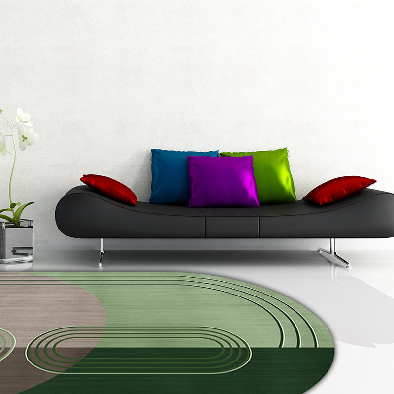 BowLift | Modern Irregular Novelty Rug in Green and Blue Color Block Pattern Rug Polyester Washable Carpet for Home Decoration
