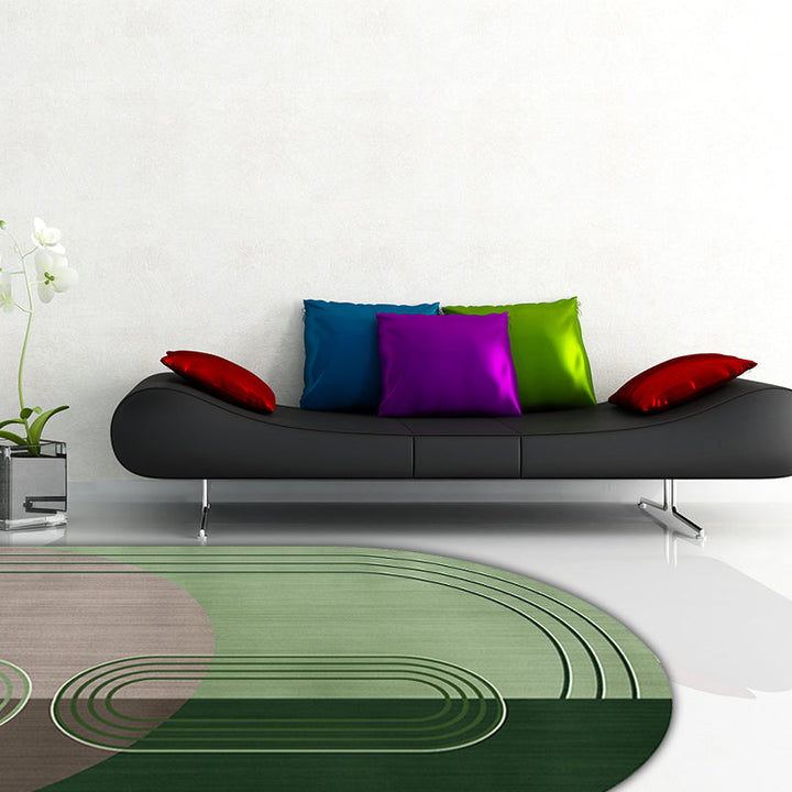 BowLift | Modern Irregular Novelty Rug in Green and Blue Color Block Pattern Rug Polyester Washable Carpet for Home Decoration