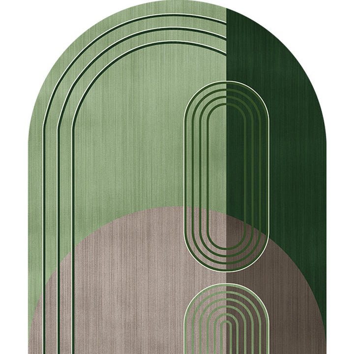 BowLift | Modern Irregular Novelty Rug in Green and Blue Color Block Pattern Rug Polyester Washable Carpet for Home Decoration