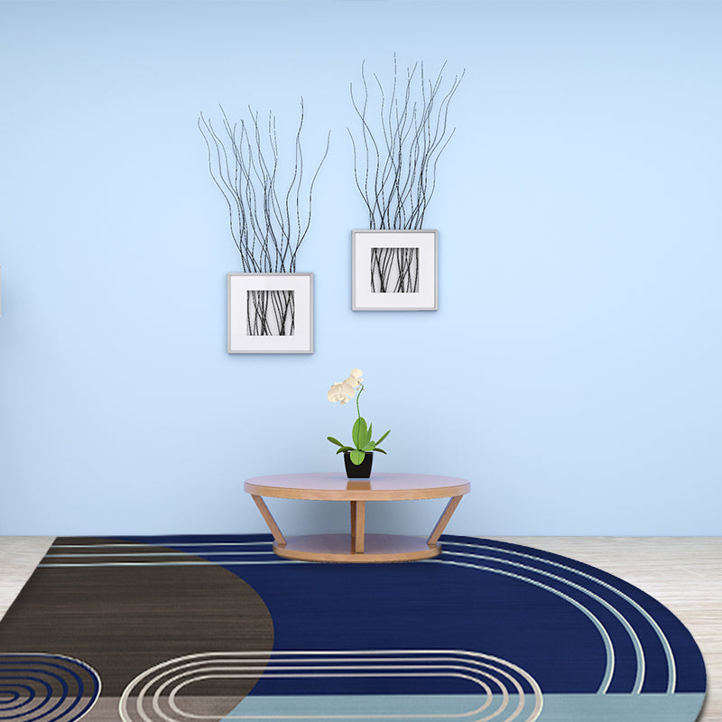 BowLift | Modern Irregular Novelty Rug in Green and Blue Color Block Pattern Rug Polyester Washable Carpet for Home Decoration