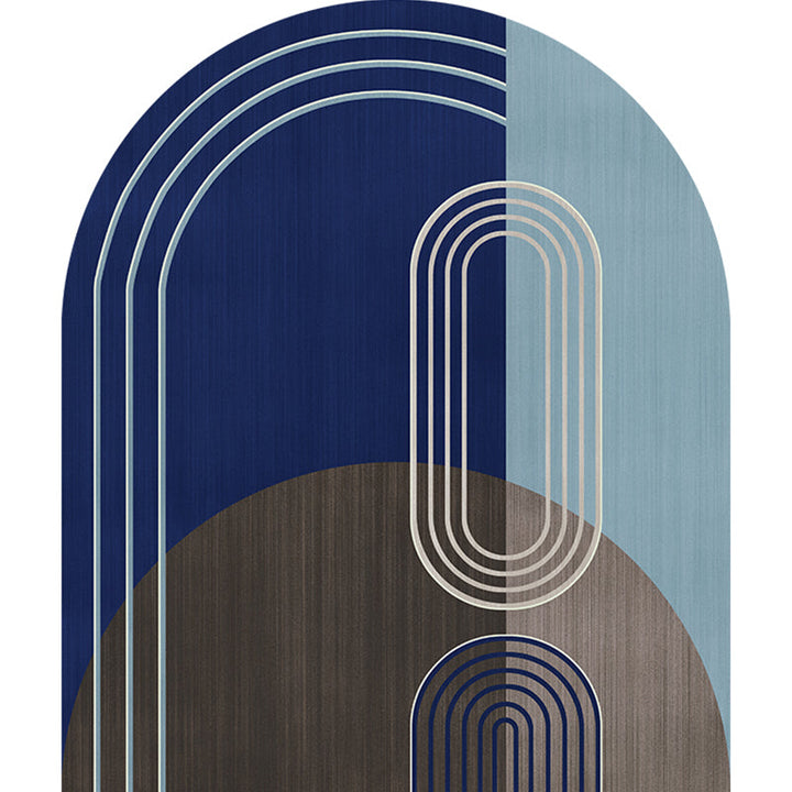 BowLift | Modern Irregular Novelty Rug in Green and Blue Color Block Pattern Rug Polyester Washable Carpet for Home Decoration