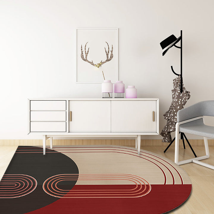 BowLift | Modern Irregular Novelty Rug in Green and Blue Color Block Pattern Rug Polyester Washable Carpet for Home Decoration
