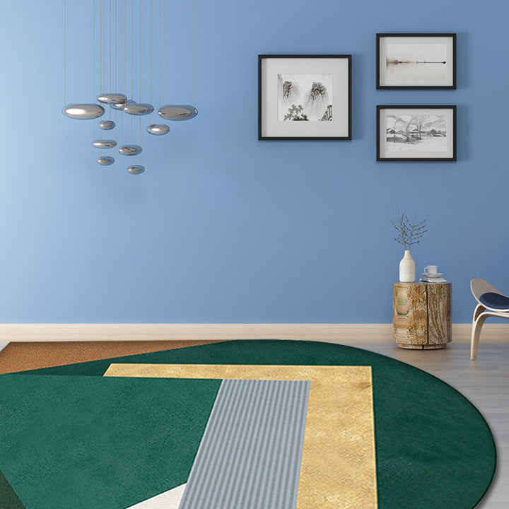 BowLift | Green Irregular Bedroom Rug Novelty Color Block Pattern Area Rug Polyester Stain Resistant Carpet