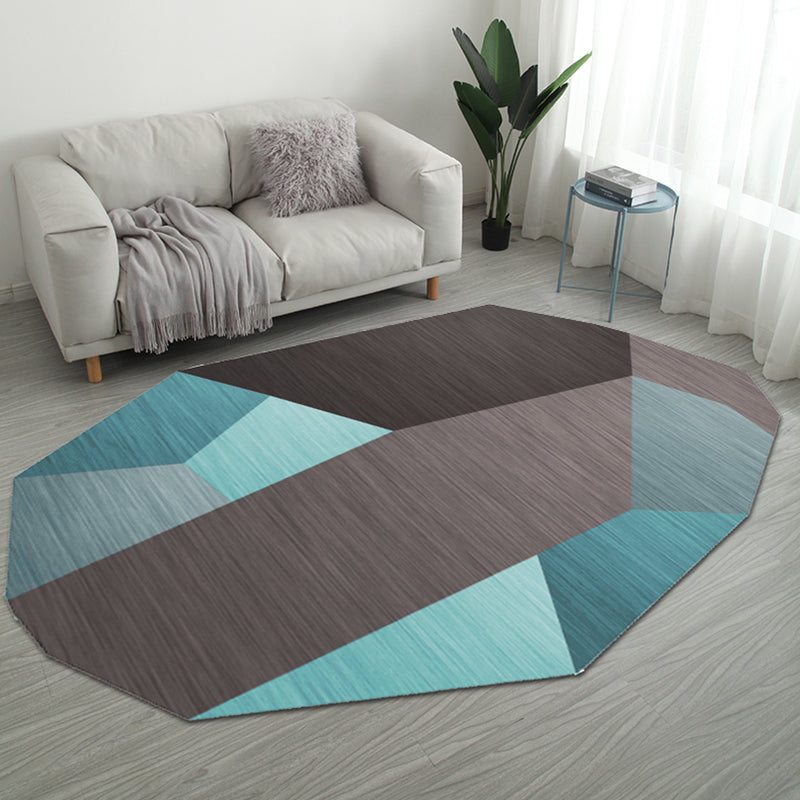 BowLift | Casual Bedroom Irregular Rug in Gray and Ivory Color Block Print Rug Polyester Washable Area Rug