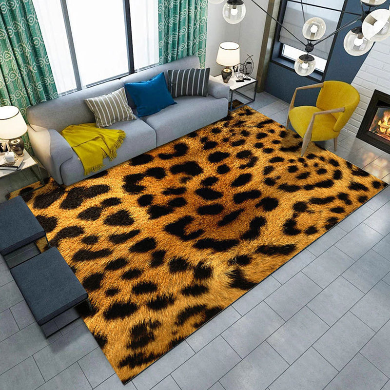 Black and Brown Bedroom Rug Modern Animal Leopard Tiger Pattern Rug Polyester Non-Slip Back Rug | Bowlift