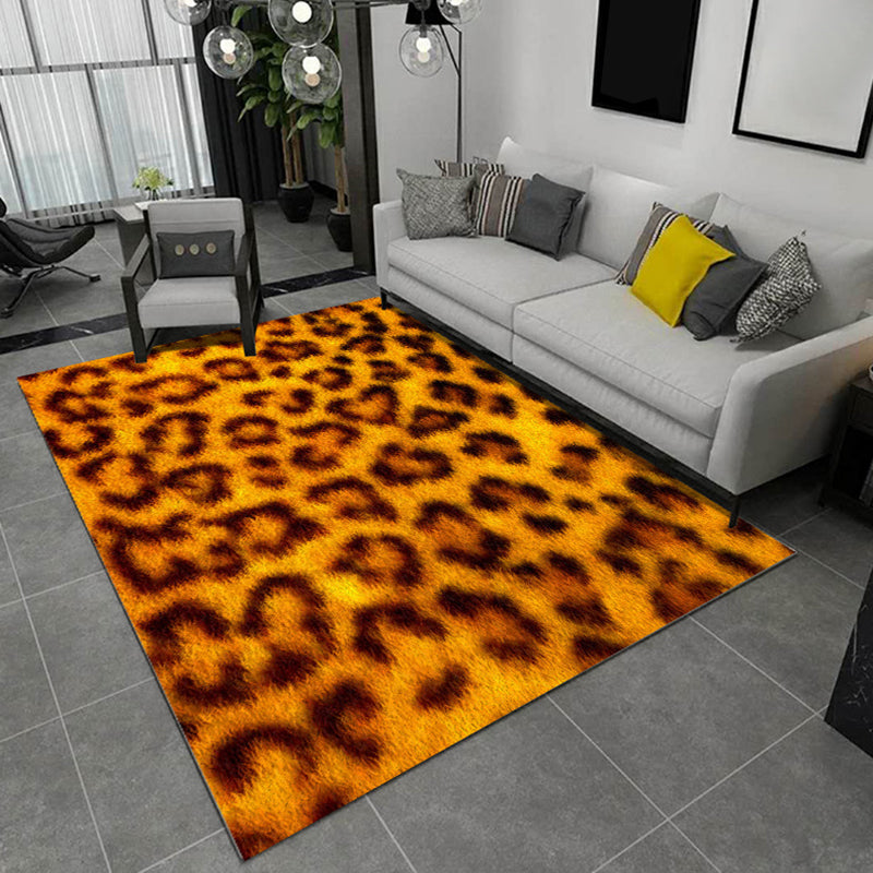 Black and Brown Bedroom Rug Modern Animal Leopard Tiger Pattern Rug Polyester Non-Slip Back Rug | Bowlift