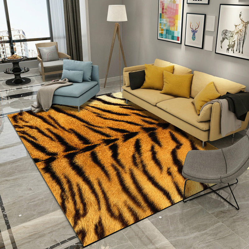 Black and Brown Bedroom Rug Modern Animal Leopard Tiger Pattern Rug Polyester Non-Slip Back Rug | Bowlift