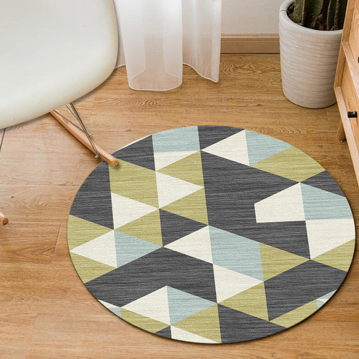 Minimalist modern rug in gray and blue Geometric diamond triangle pattern rug Polyester non-slip rug for home decor | Bowlift