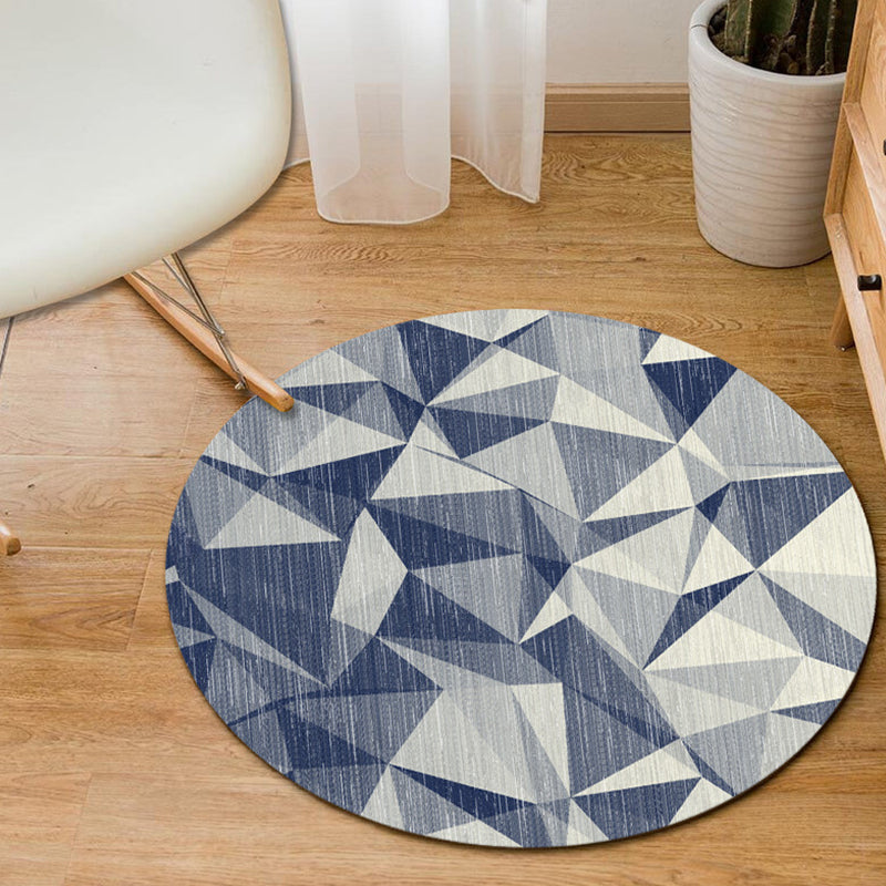 Minimalist modern rug in gray and blue Geometric diamond triangle pattern rug Polyester non-slip rug for home decor | Bowlift