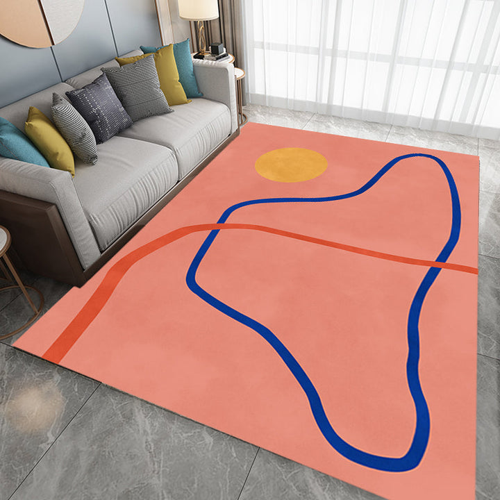 BowLift | Novelty Abstract Rug Pink and Yellow Polyester Rug Non-Slip Backing Pet-Friendly Rug for the Living Room